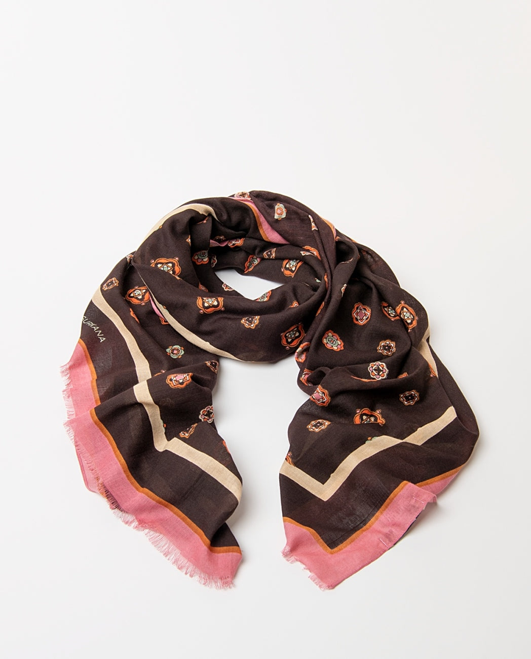 Surkana Scarf Rose Pink & Brown Mix.