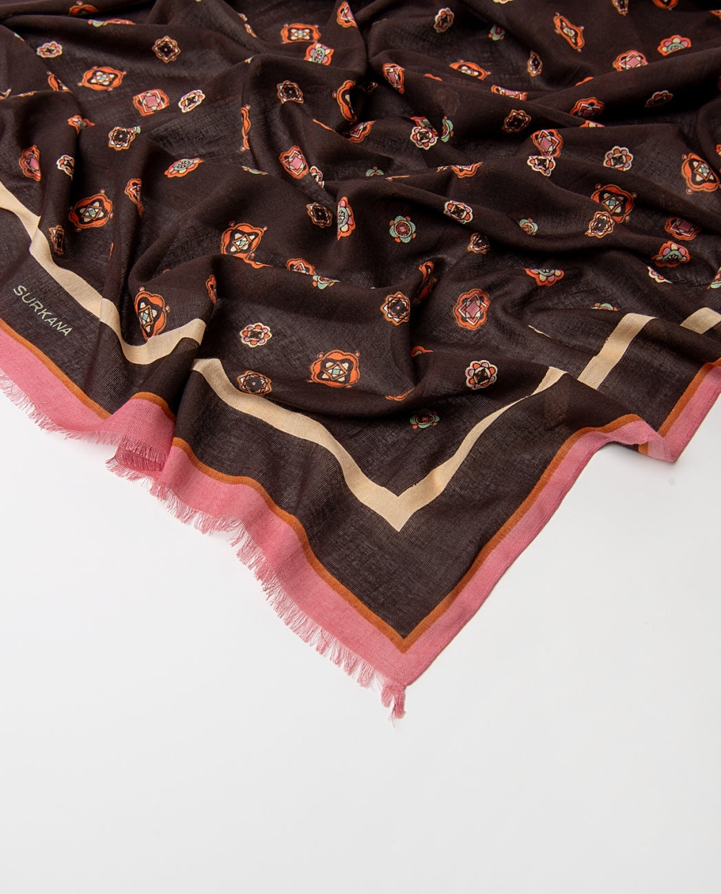 Surkana Scarf Rose Pink & Brown Mix.