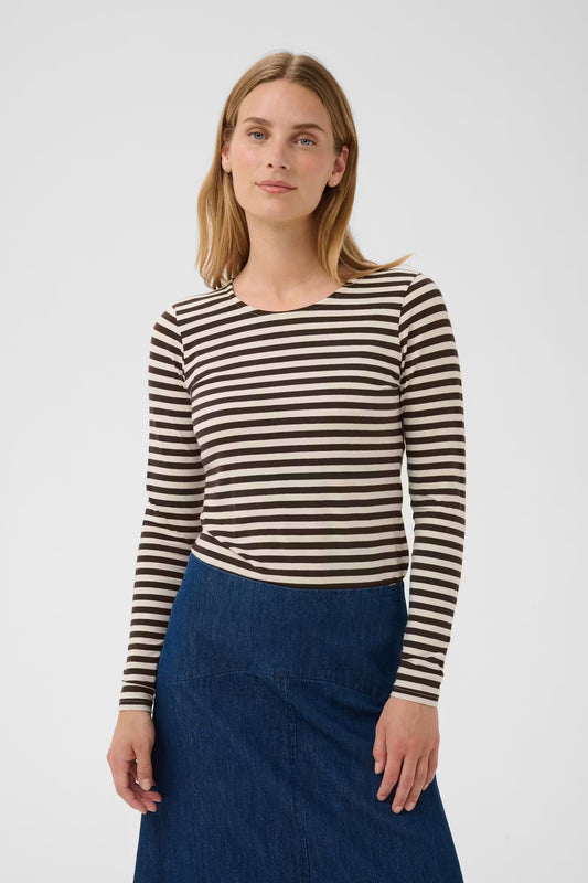 Part Two NemajasPW T/Shirt - Brown & Cream Stripe
