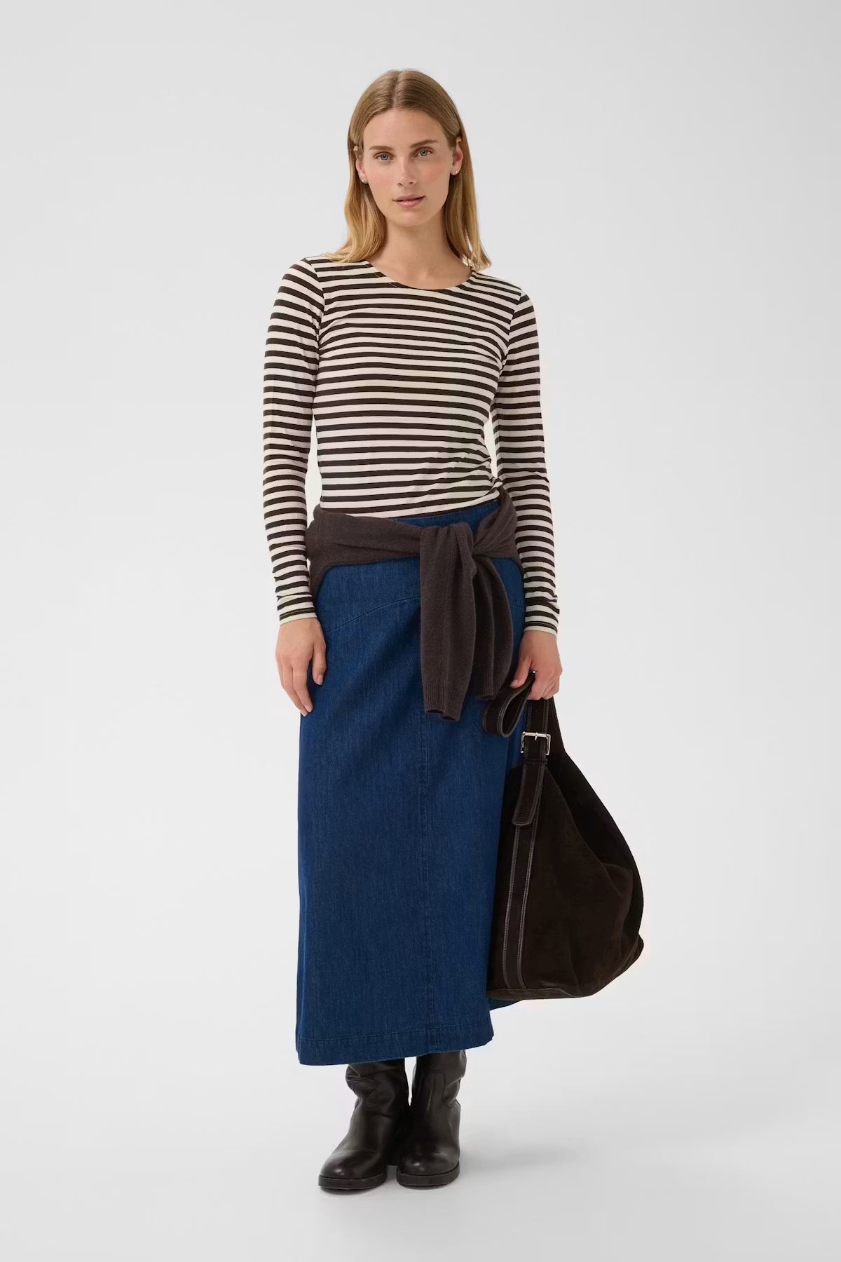 Part Two NemajasPW T/Shirt - Brown & Cream Stripe