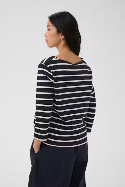 Part Two NelaPW Long Sleeve T/Shirt - Navy & White Stripe.