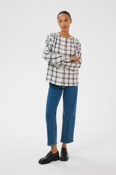 Part Two YaninasPW Blouse - Navy Blue Check.
