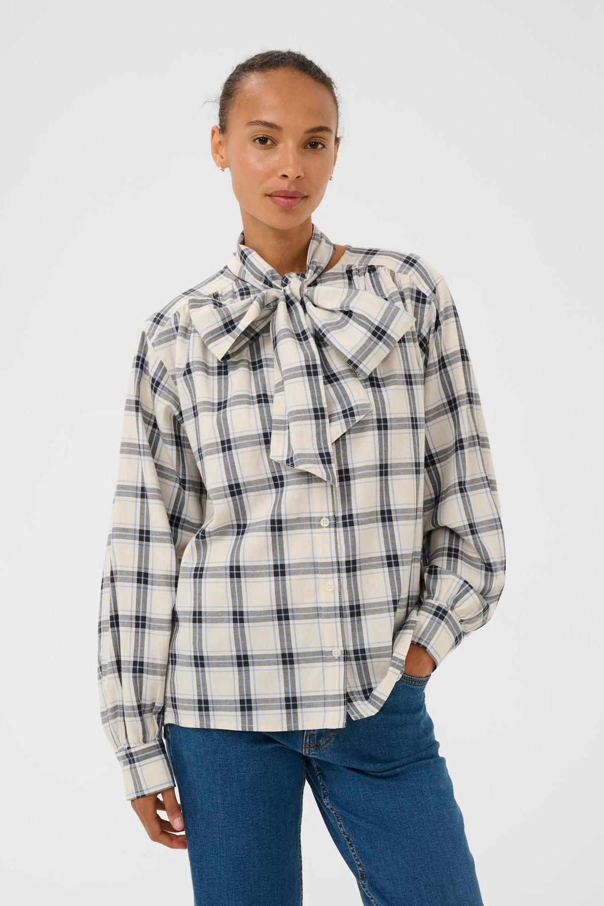 Part Two YaninasPW Blouse - Navy Blue Check.