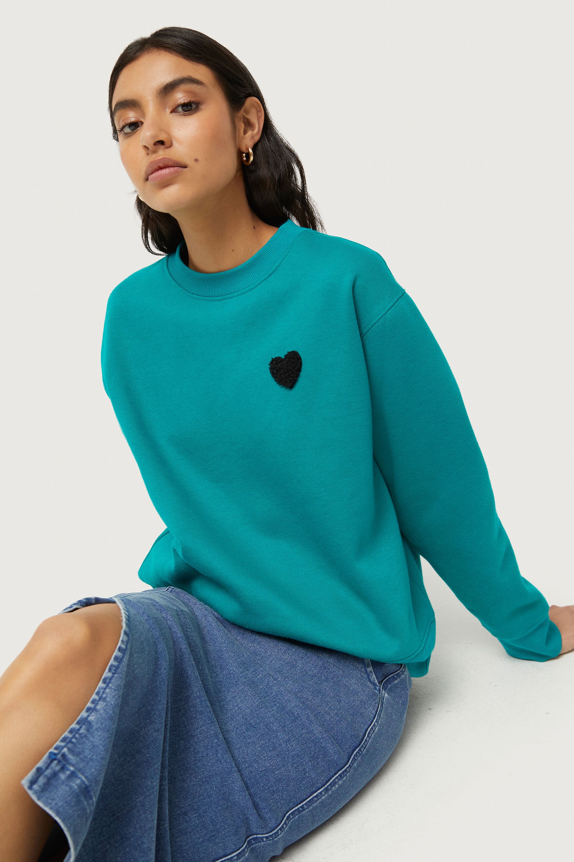 CF 43C/12009 Green Patch Sweatshirt-Blue Heart