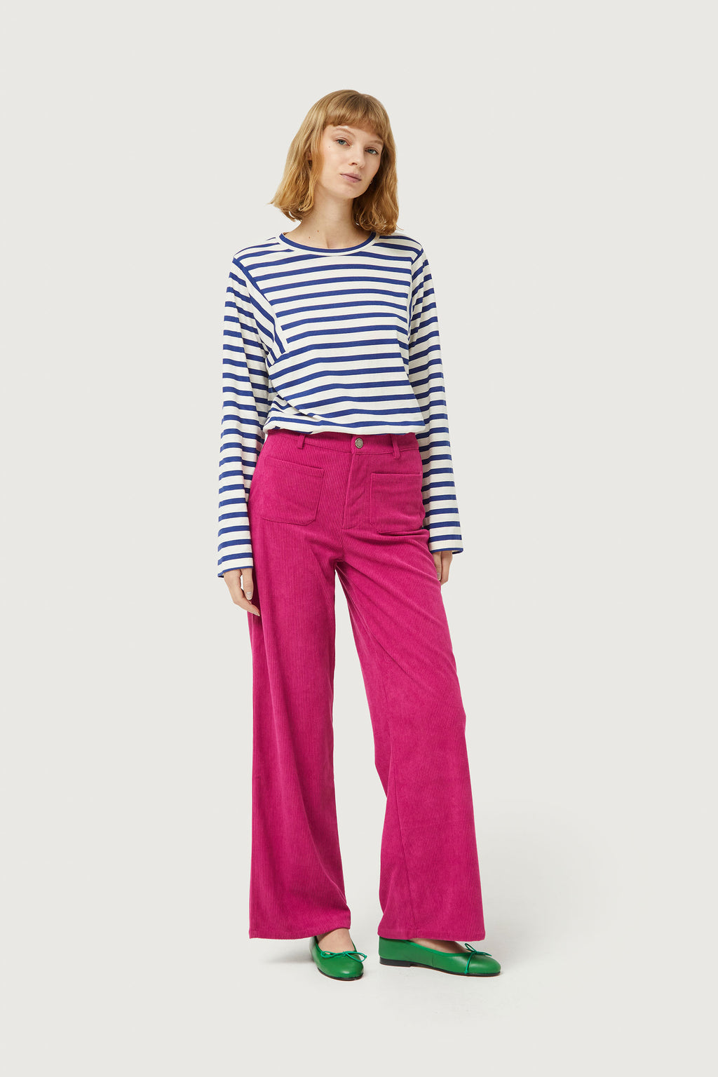 CF 43C/42007 Striped T-shirt-White/Blue Stripes