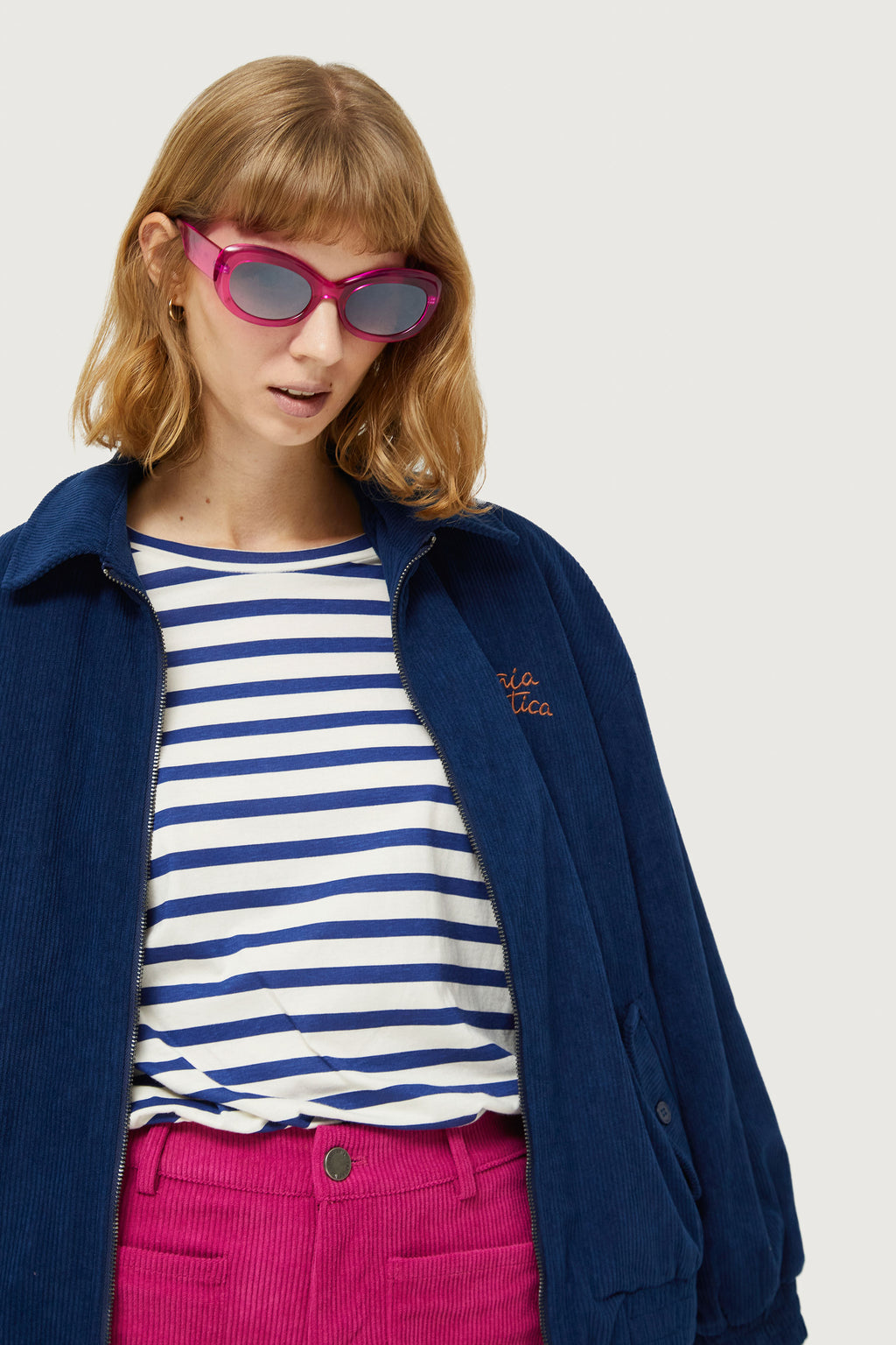 CF 43C/42007 Striped T-shirt-White/Blue Stripes