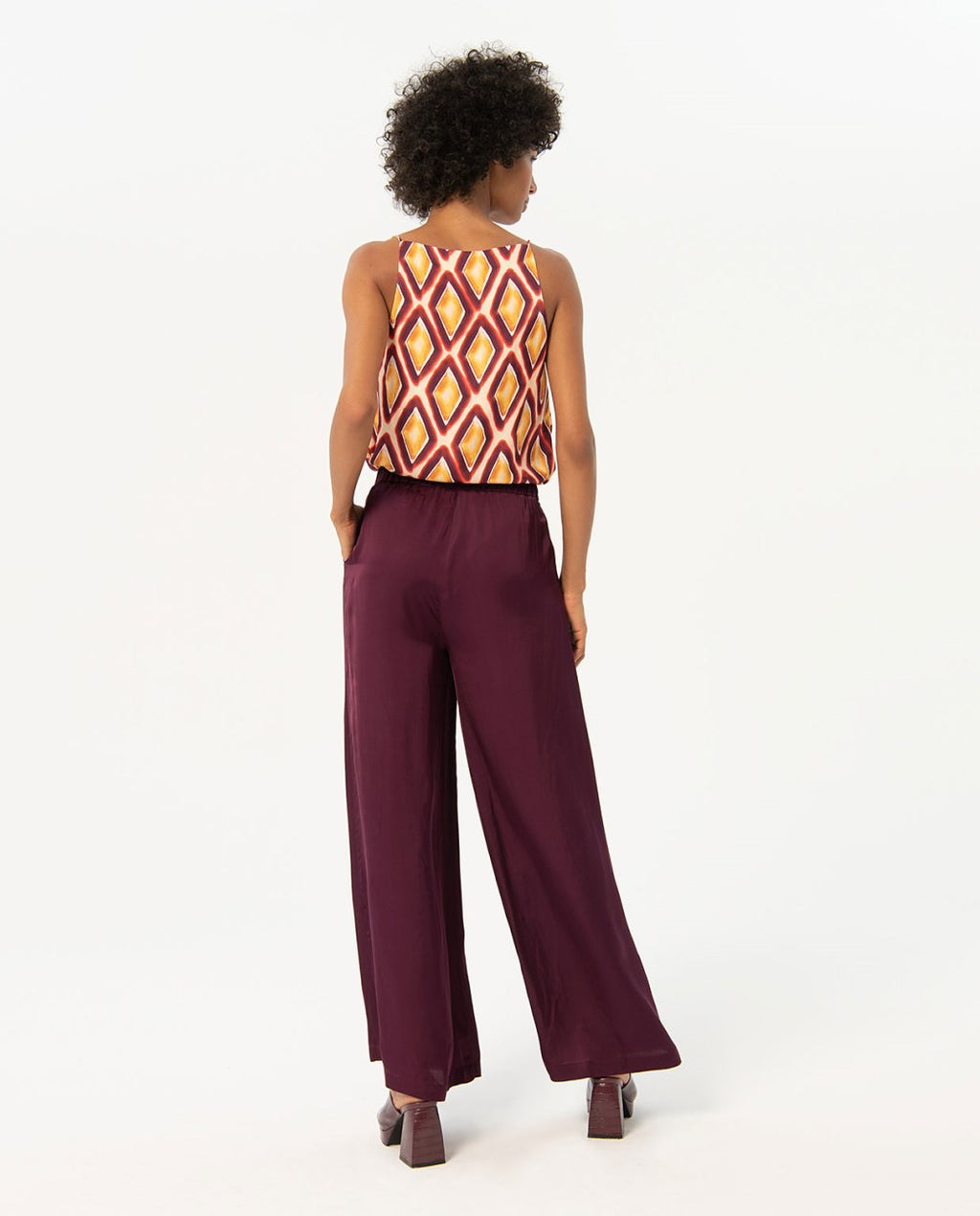 Surkana Wide long trousers-Maroon