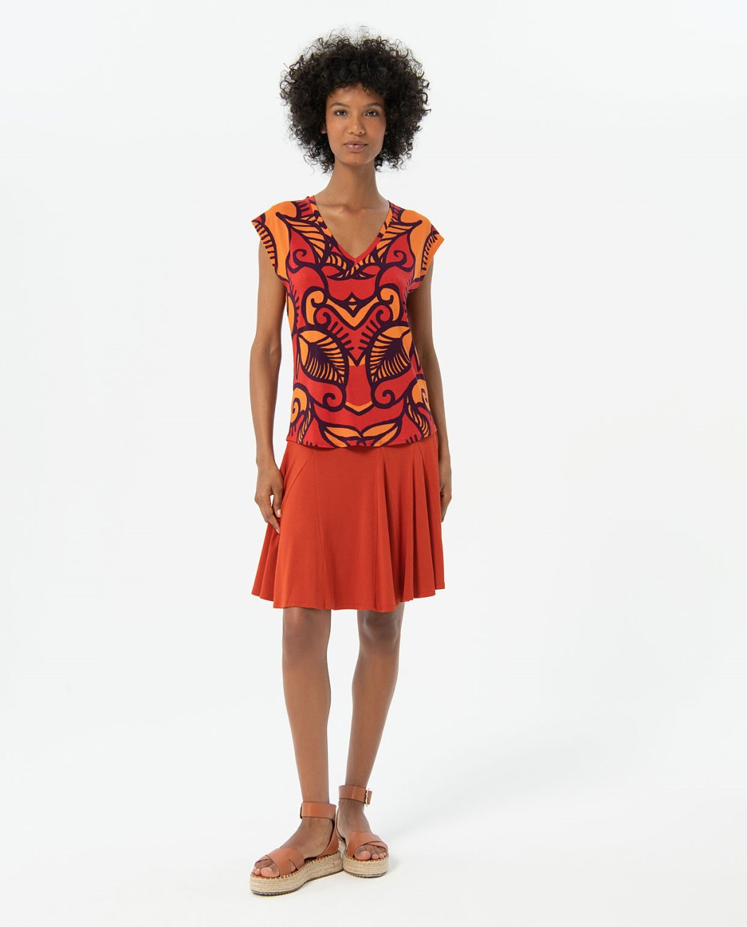 Surkana Sleeveless V-neck t-shirt-Orange