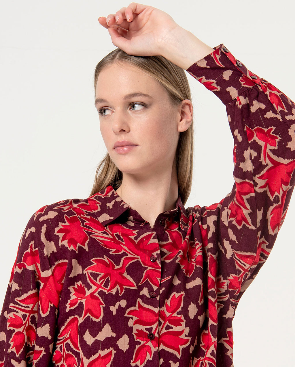 Surkana Bat Sleeve Blouse. Maroon