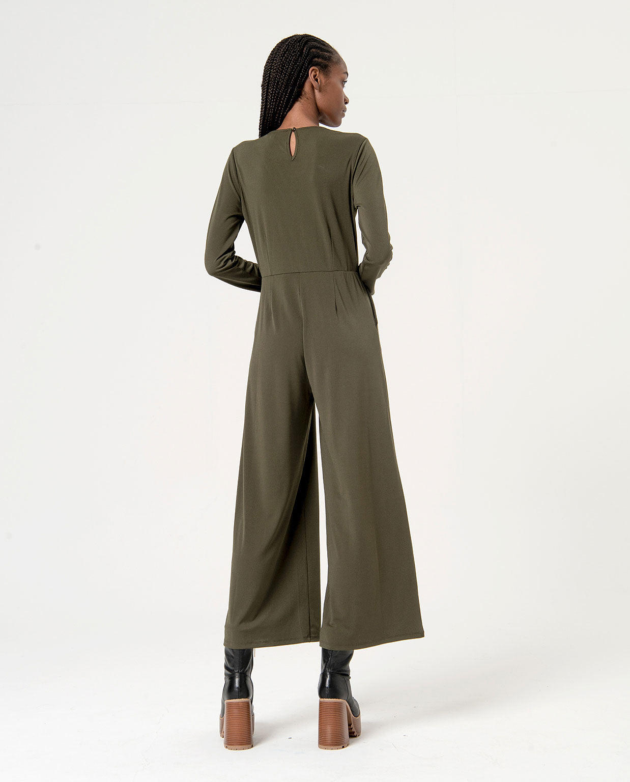 Surkana V-Neck Jumpsuit. Khaki