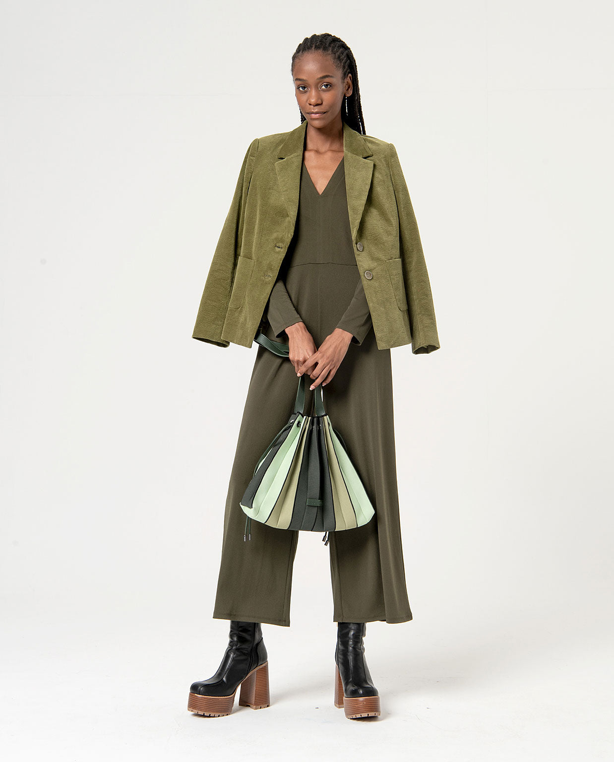 Surkana V-Neck Jumpsuit. Khaki