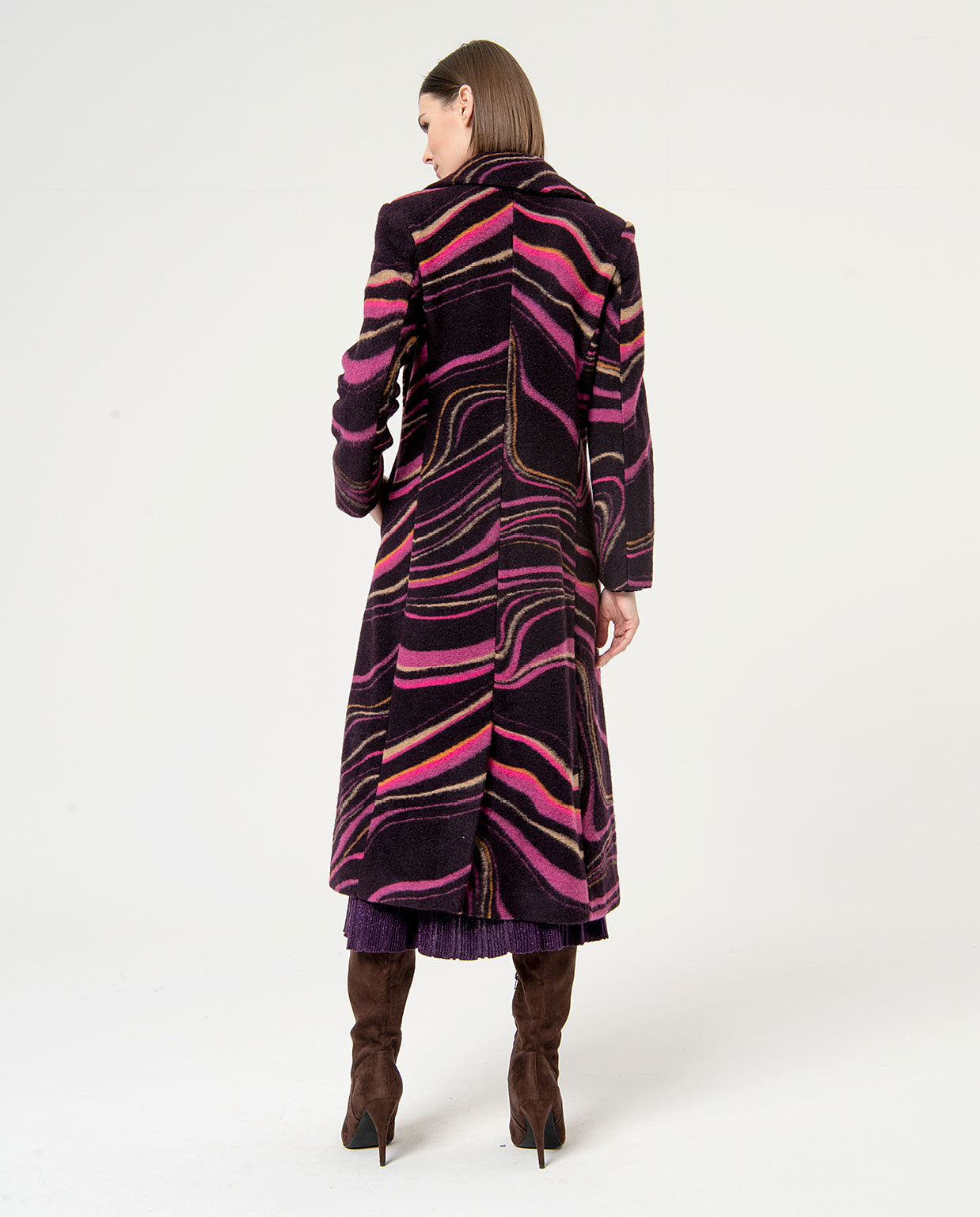 Surkana Oversize Wave Print Coat Purple