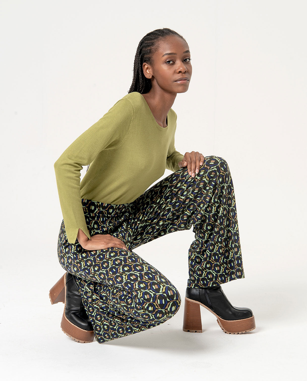 Surkana Wide Trousers. Green