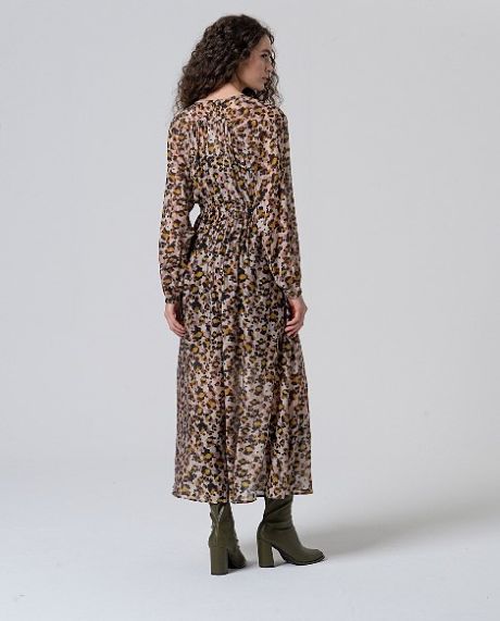 Surkana Long V Neck Dress with Waist Drawstring