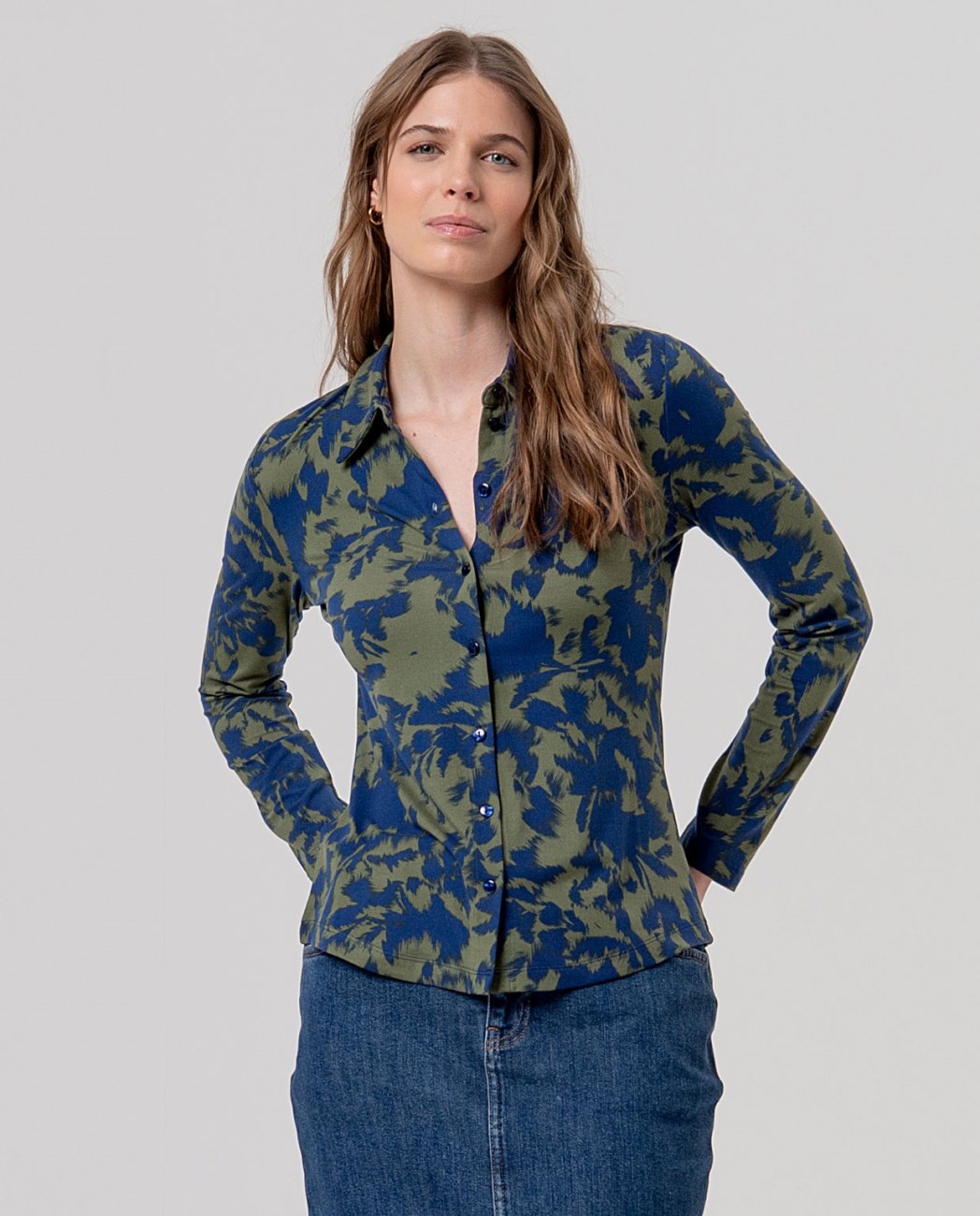 Surkana Soft Touch Shirt - Navy / Green Mix