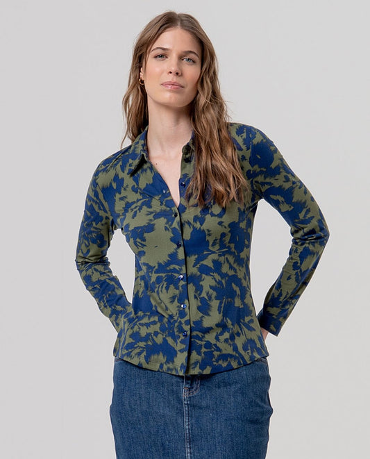 Surkana Soft Touch Shirt - Navy / Green Mix