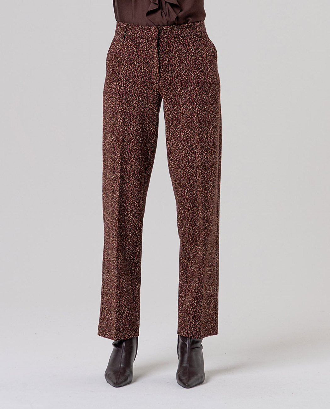 Surkana Straight Leg Trousers - Black & Rust Mix