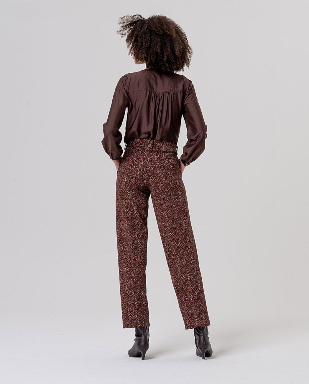 Surkana Straight Leg Trousers - Black & Rust Mix