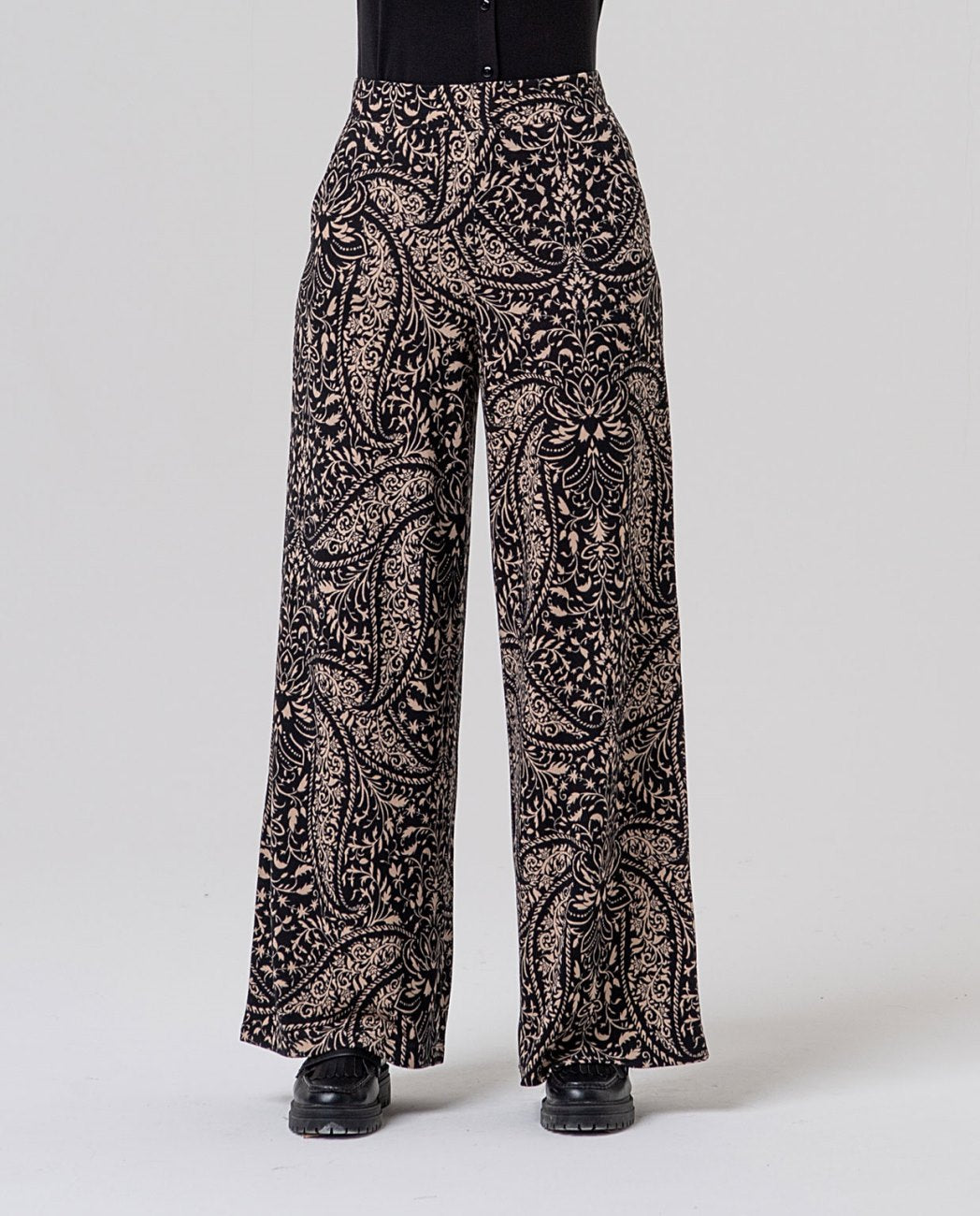 Surkana Wide Leg Trousers - Black & Cream Mix