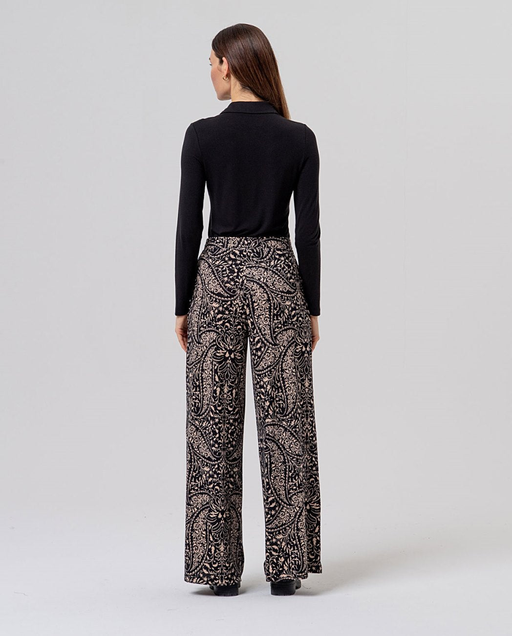 Surkana Wide Leg Trousers - Black & Cream Mix