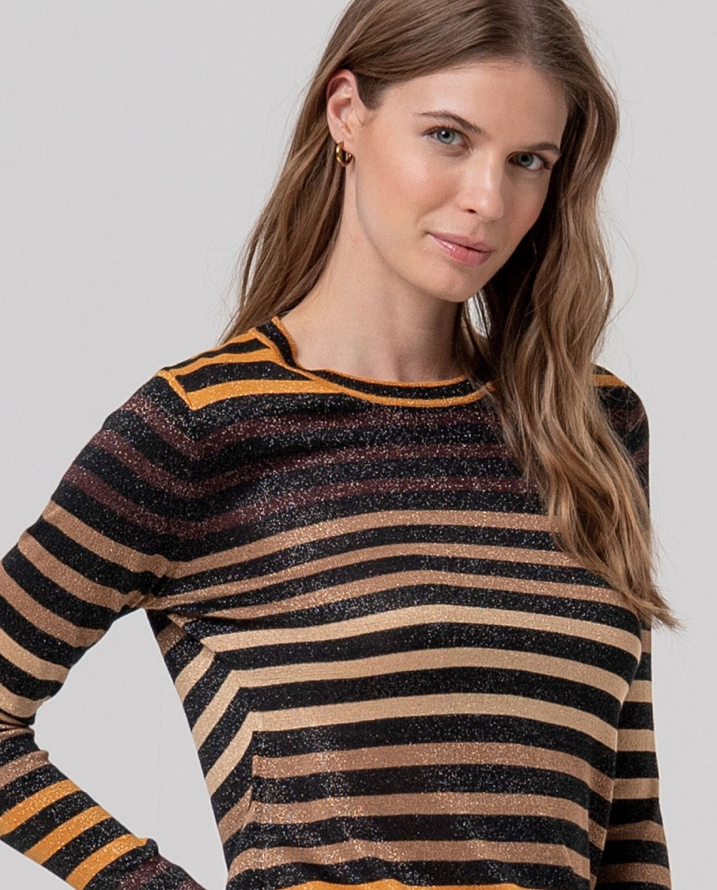 Surkana Striped Crew Neck Jumper - Black Mix