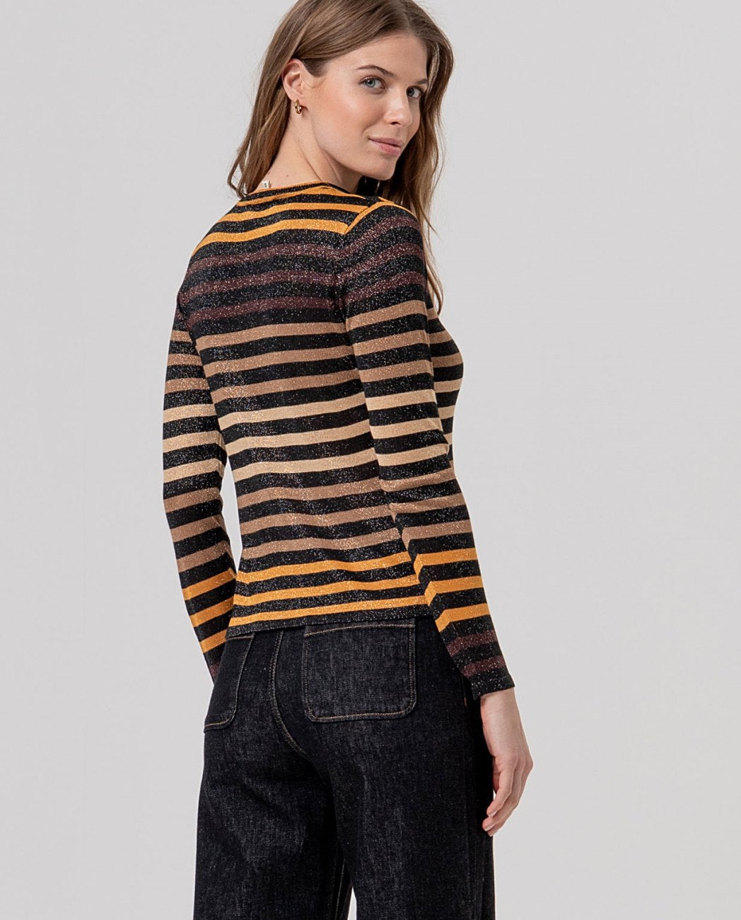 Surkana Striped Crew Neck Jumper - Black Mix