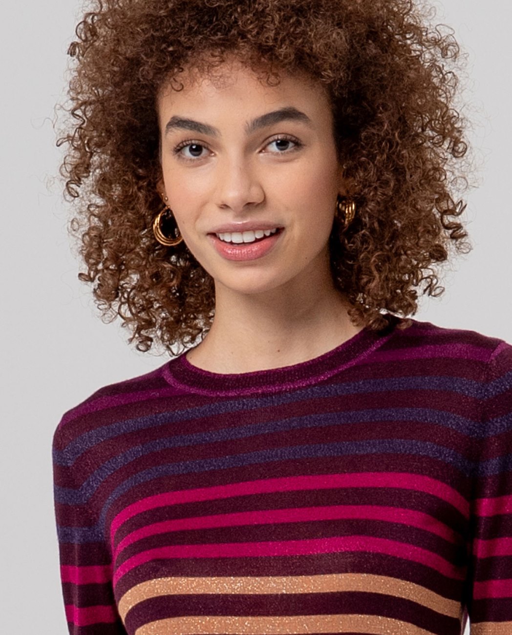 Surkana Striped Crew Neck Jumper - Purple Mix.