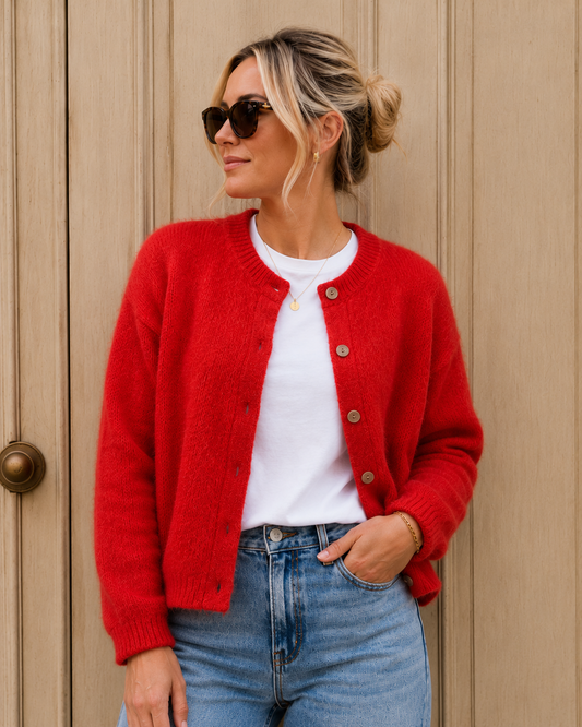 Sophie Cardigan with Kid Mohair - Orange.