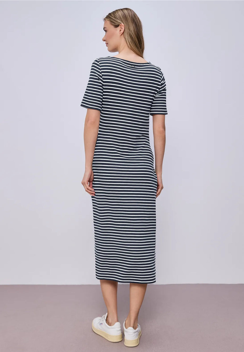 Street One Knot Jersey Dress - Navy & White Stripe