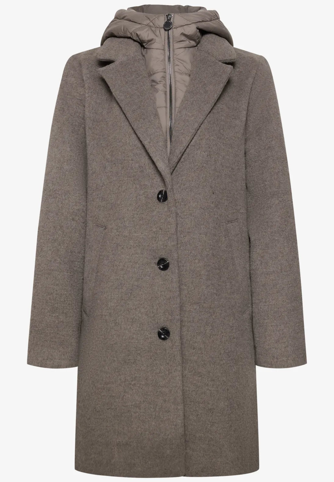 Street One Coat with Lapel & Hood - Mocha.