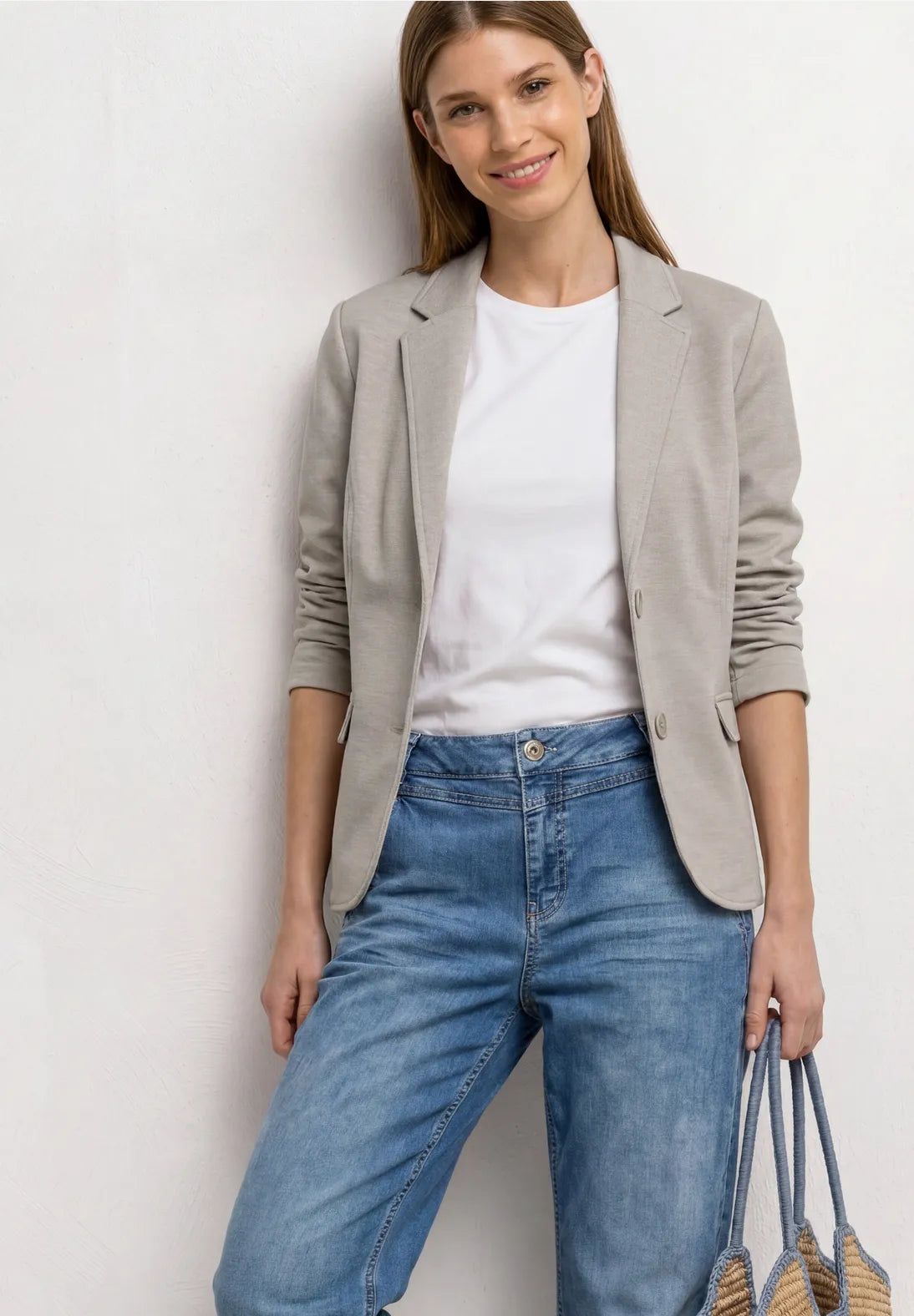 Street One Basic Pique Blazer - Beige.