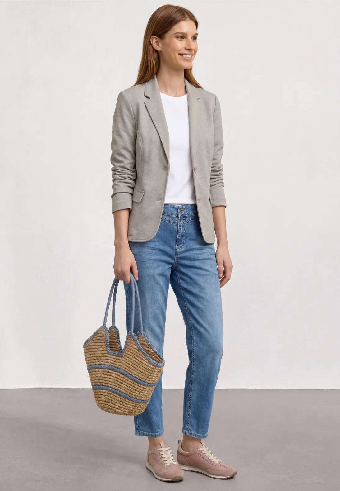 Street One Basic Pique Blazer - Beige.