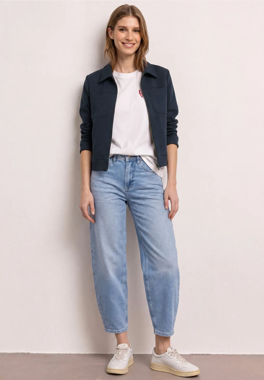 Street One Jacket with Zipper and Chest Pockets - Navy.