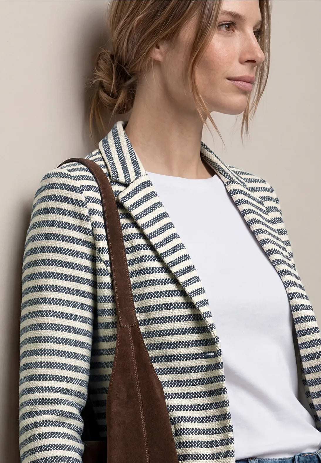 Street One Basic Blazer - Navy & White Stripe.
