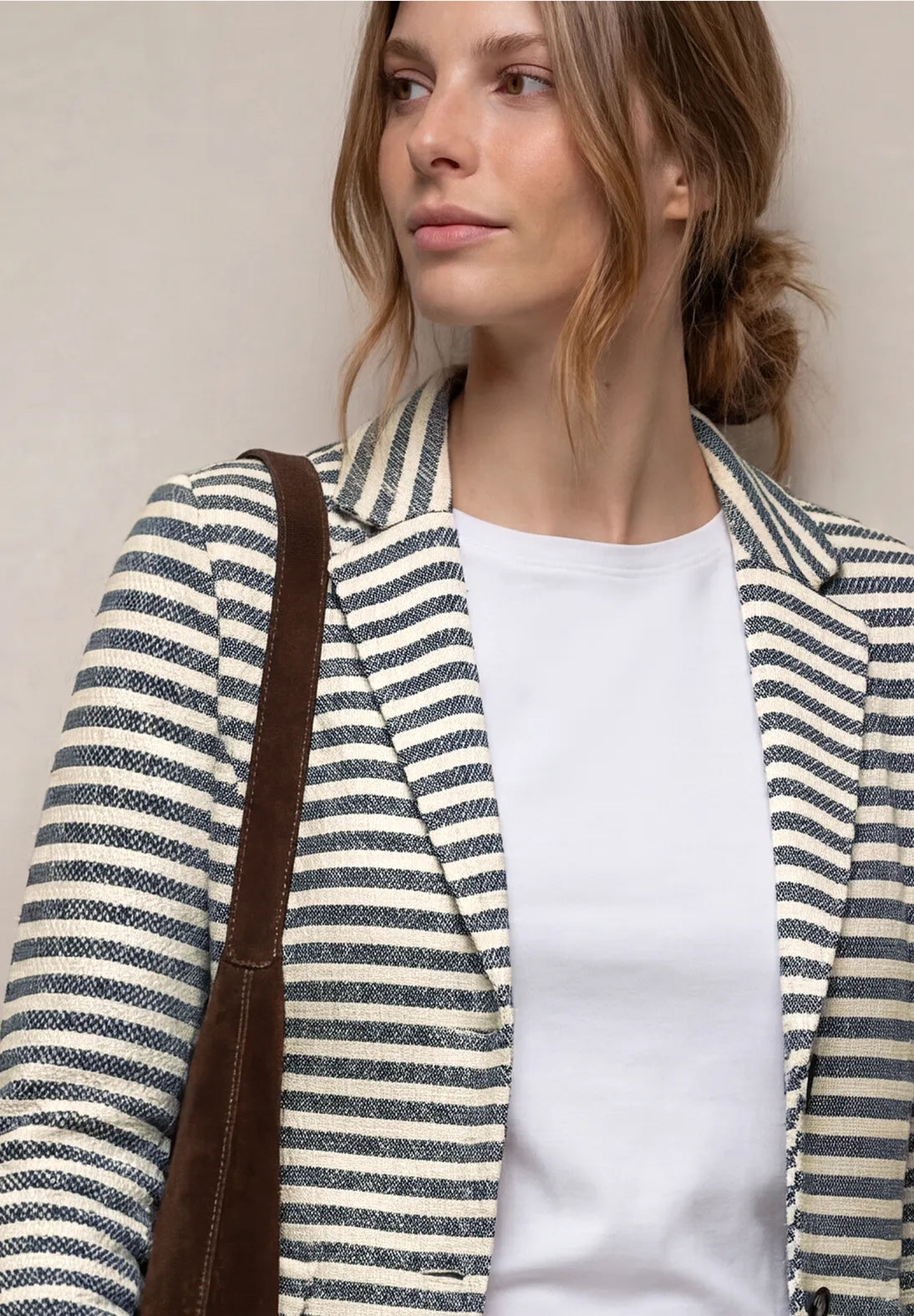 Street One Basic Blazer - Navy & White Stripe.