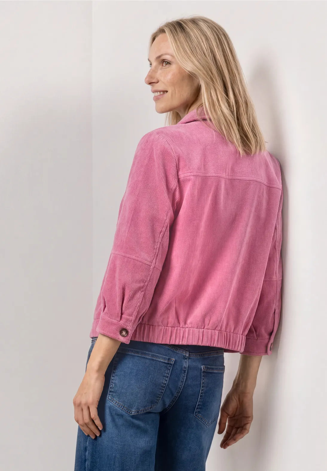 Street One Corduroy Jacket with 3/4 Sleeve - Pink.