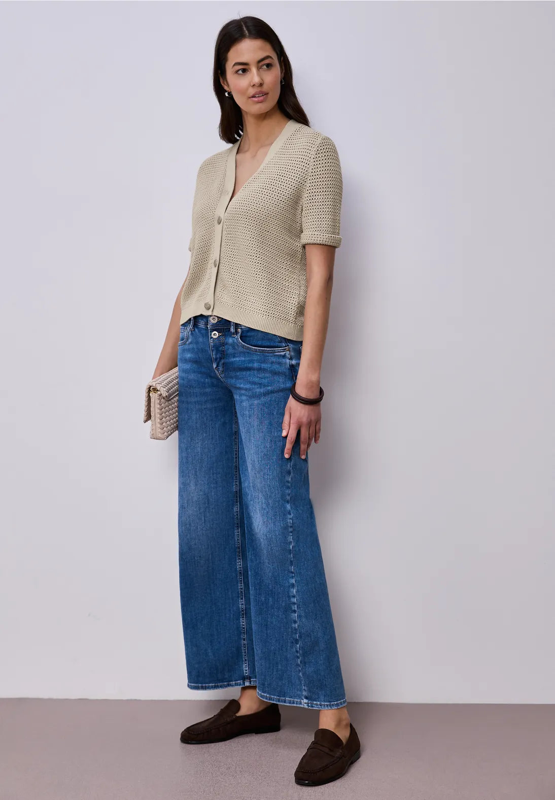 Street One V Neck Cardigan - Beige.