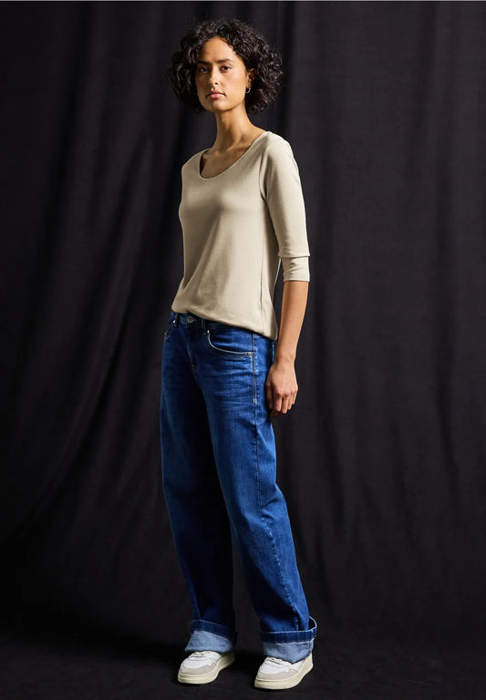 Street One 3/4 Sleeve Top - Beige.