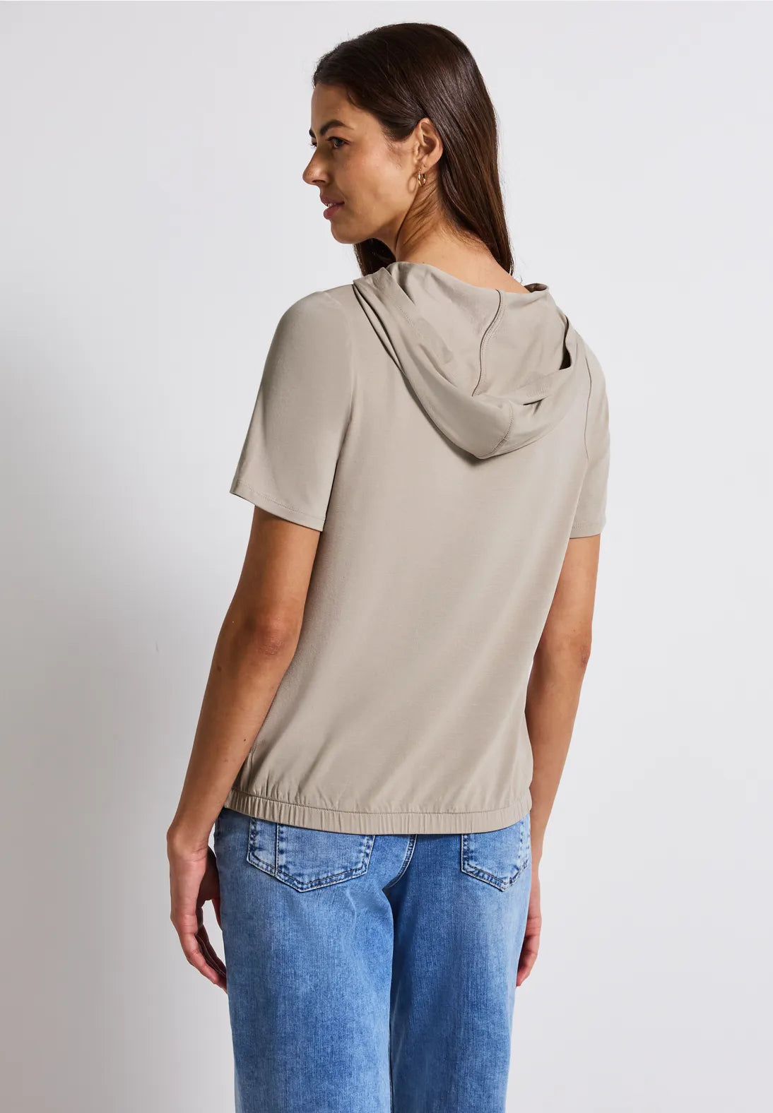 Street One Hooded T/Shirt - Beige.