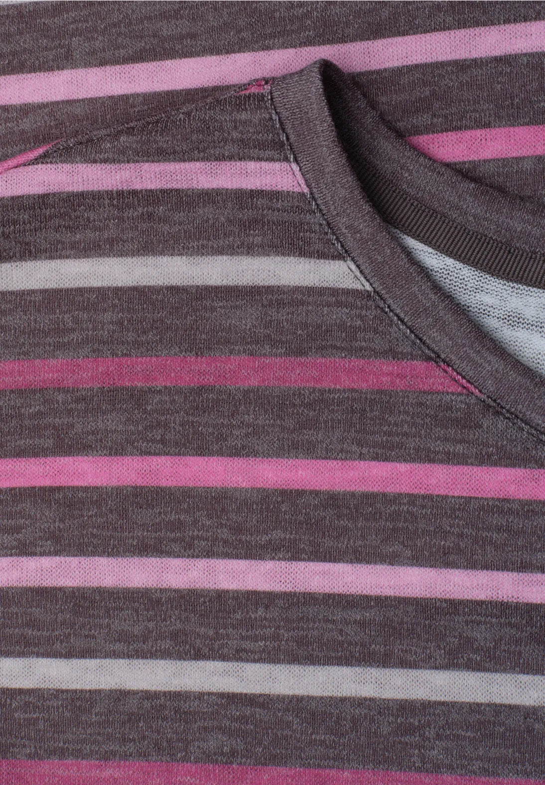 Street One Dropped Shoulder T/Shirt with Stripes - Pink Mix.