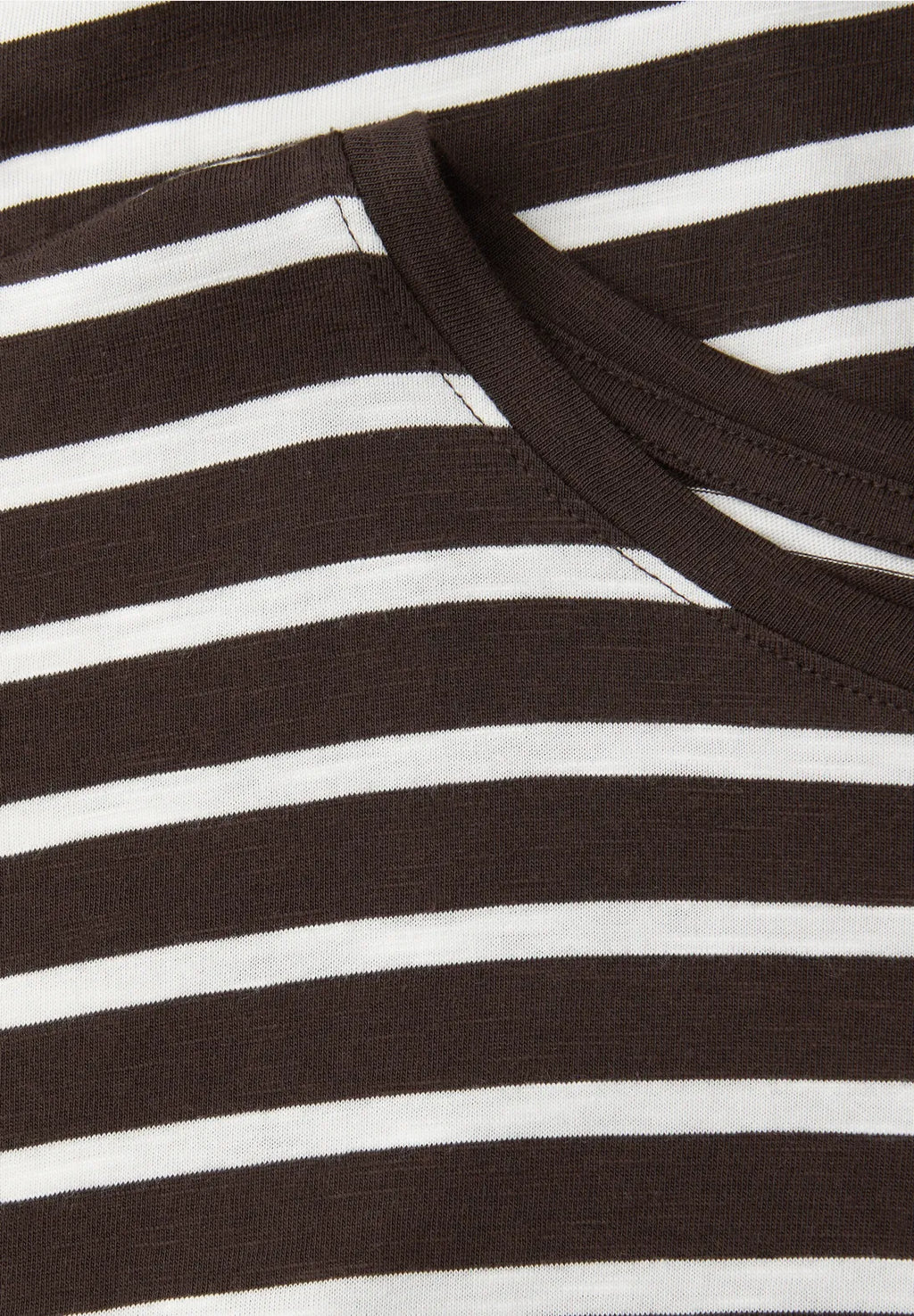 Street One T/Shirt with dropped Shoulders & Stripes - Brown & White