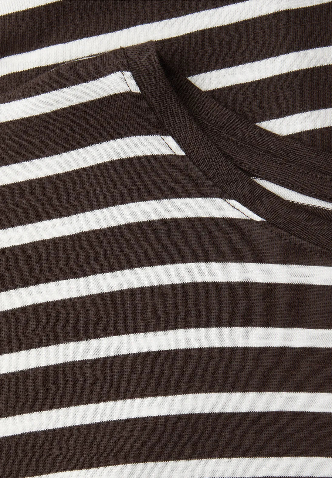 Street One T/Shirt with dropped Shoulders & Stripes - Brown & White