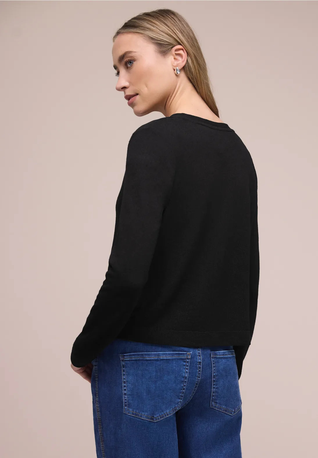 Street One Long Sleeve Edge to Edge Cardi - Black.