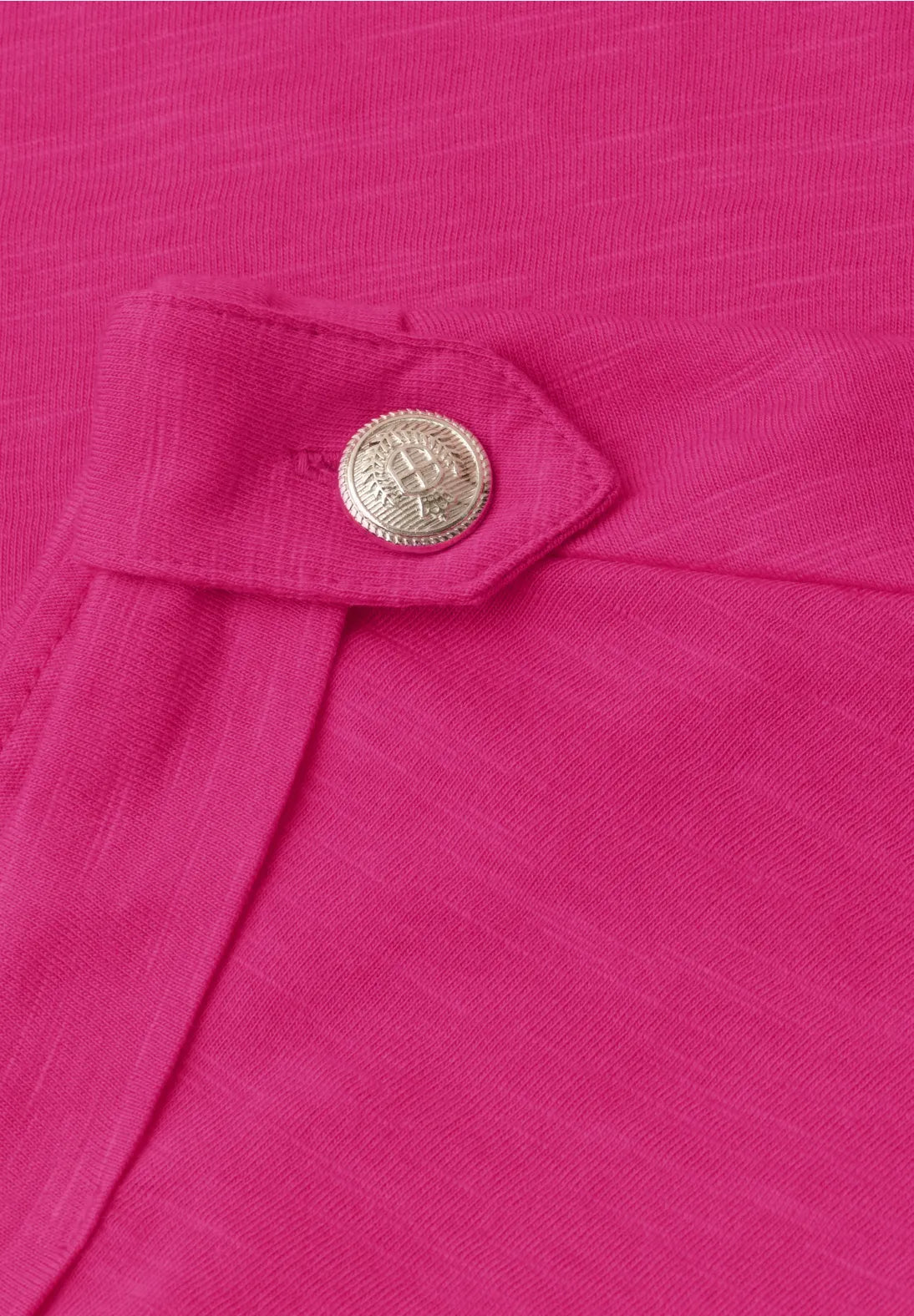 Street One Round Neck T/Shirt with Button Detail - Pink.