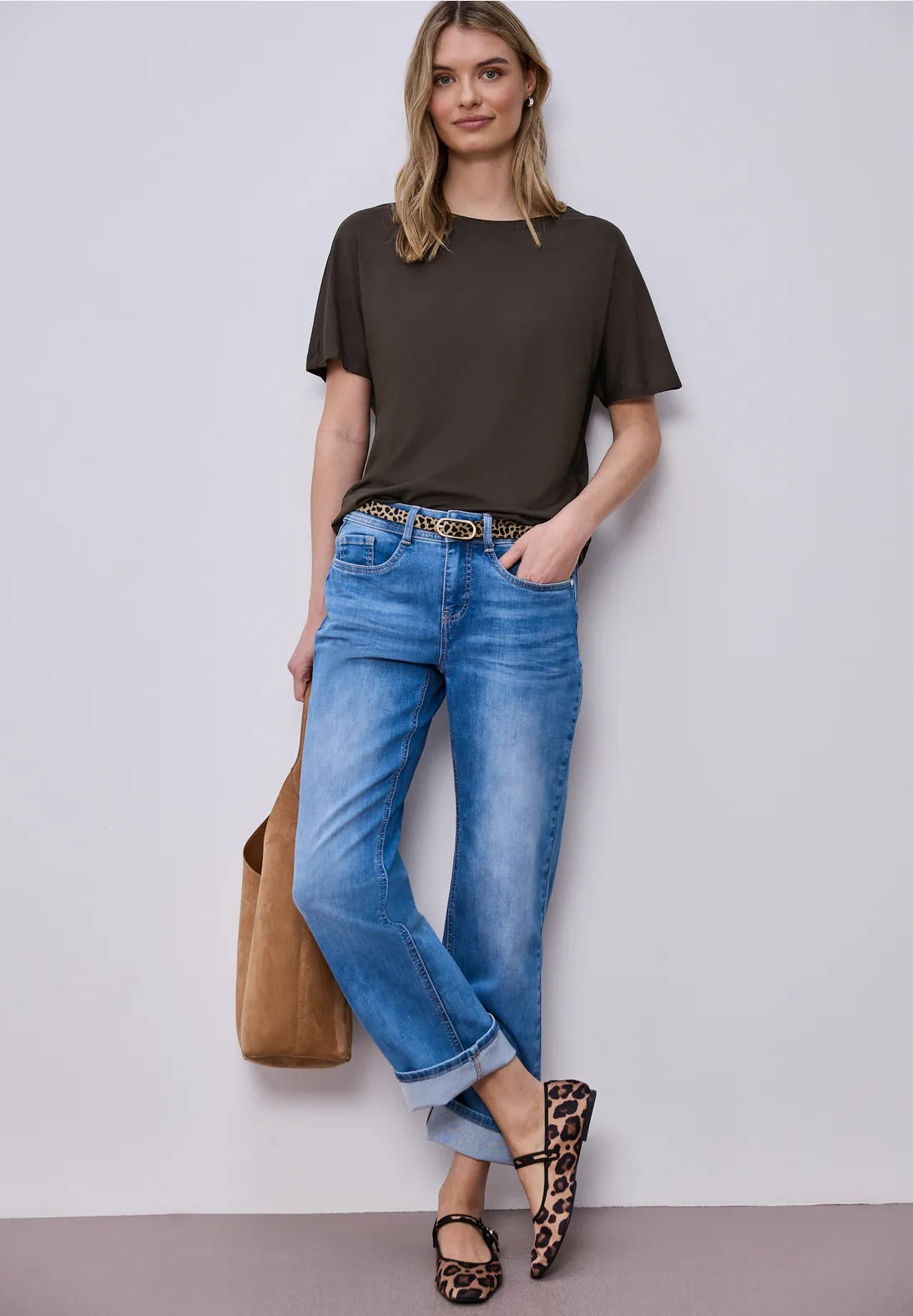 Street One Basic Round Neck T/Shirt - Brown.