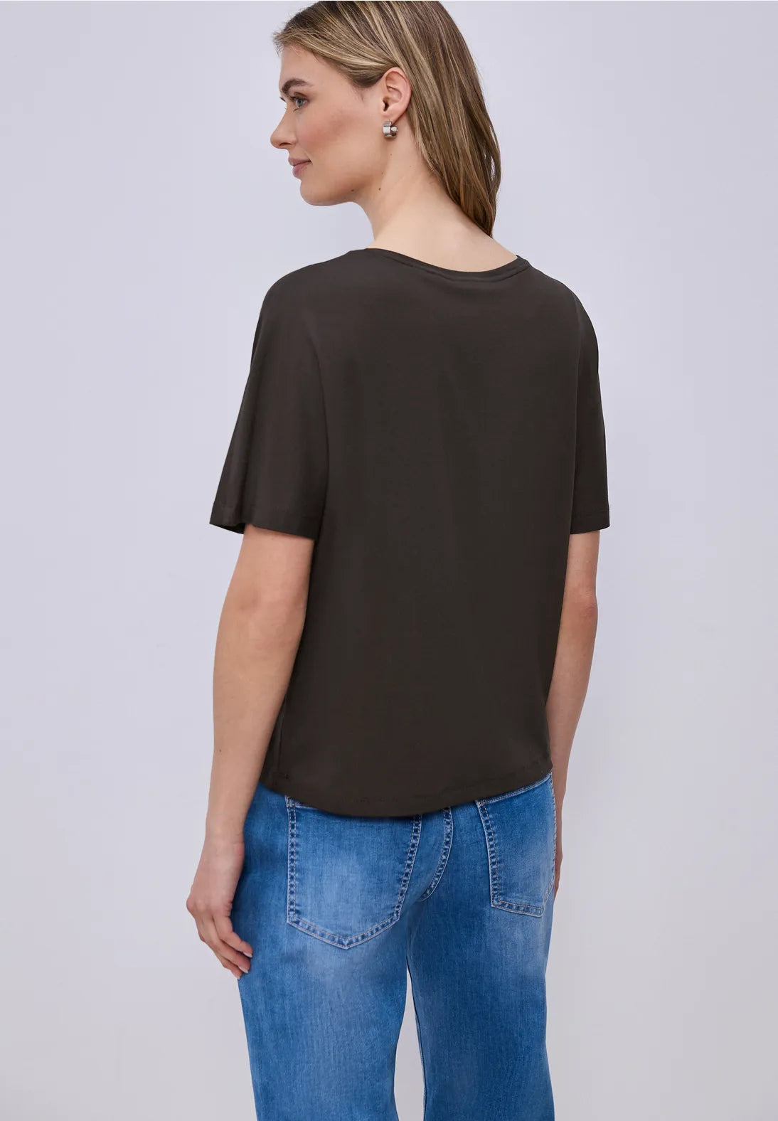 Street One Basic Round Neck T/Shirt - Brown.