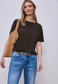 Street One Basic Round Neck T/Shirt - Brown.