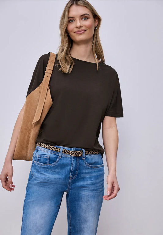 Street One Basic Round Neck T/Shirt - Brown.