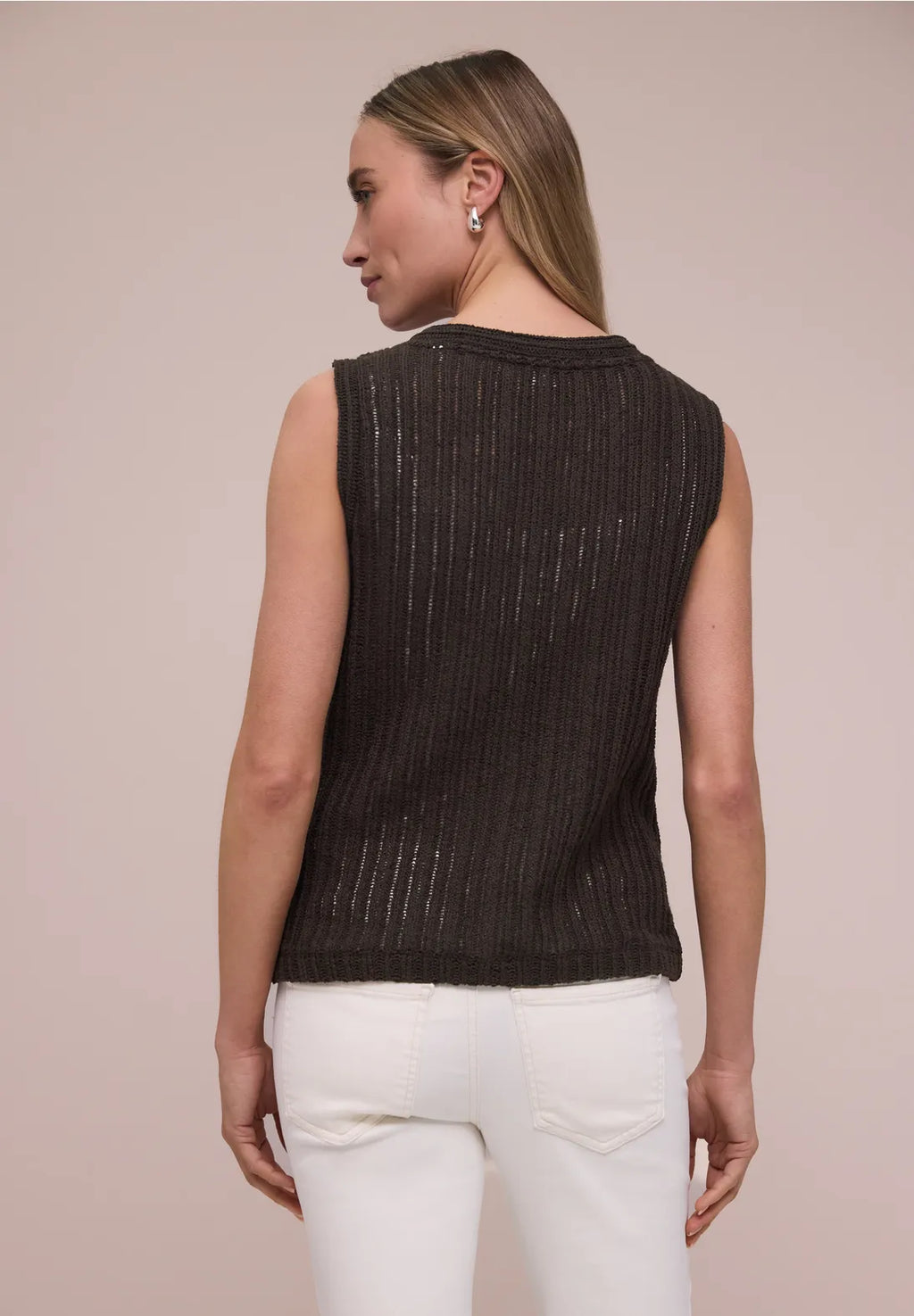 Street One Knit Look V Neck Vest.
