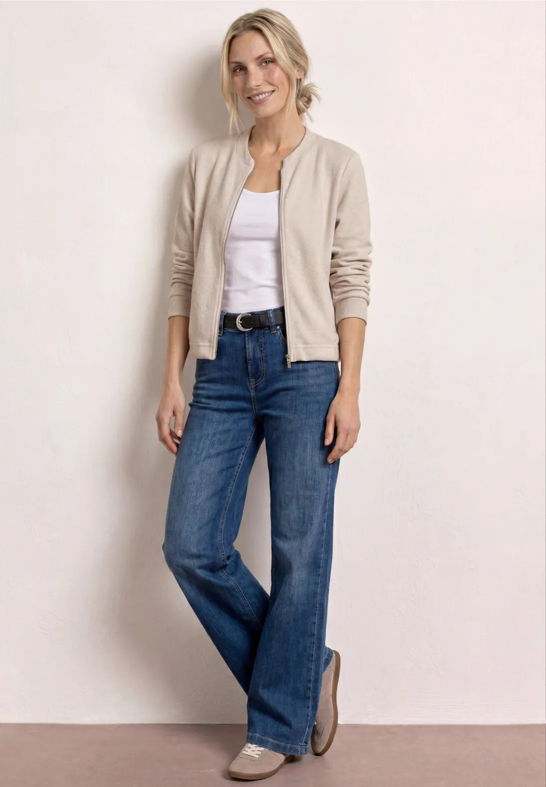 Street One Long Sleeve Jacket with Zipper - Beige